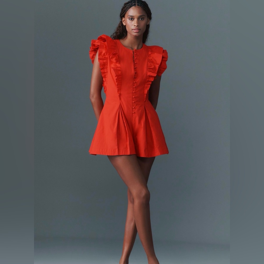 NWT Maeve Ruffle-Sleeve Romper Size Medium
